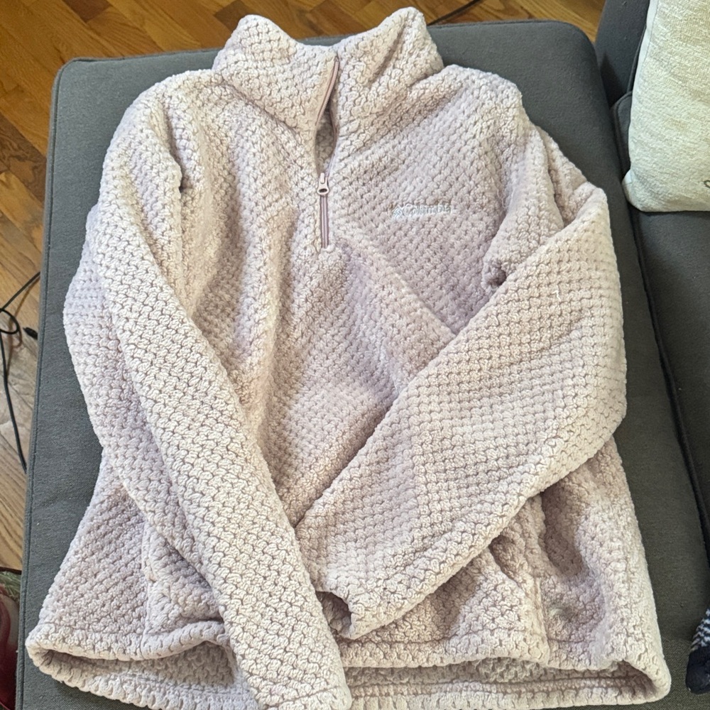 Columbia Light Pink Textured Fleece Pullover